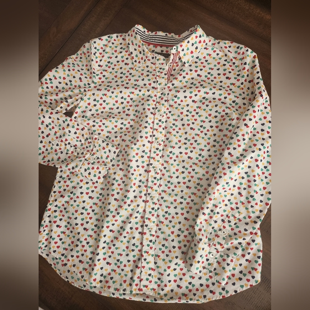Women's Med Talbot's Hearts Button-Up Blouse
